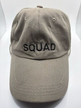 SQUAD Beige Dad Hat Adjustable Strapback Cap Casual Cotton